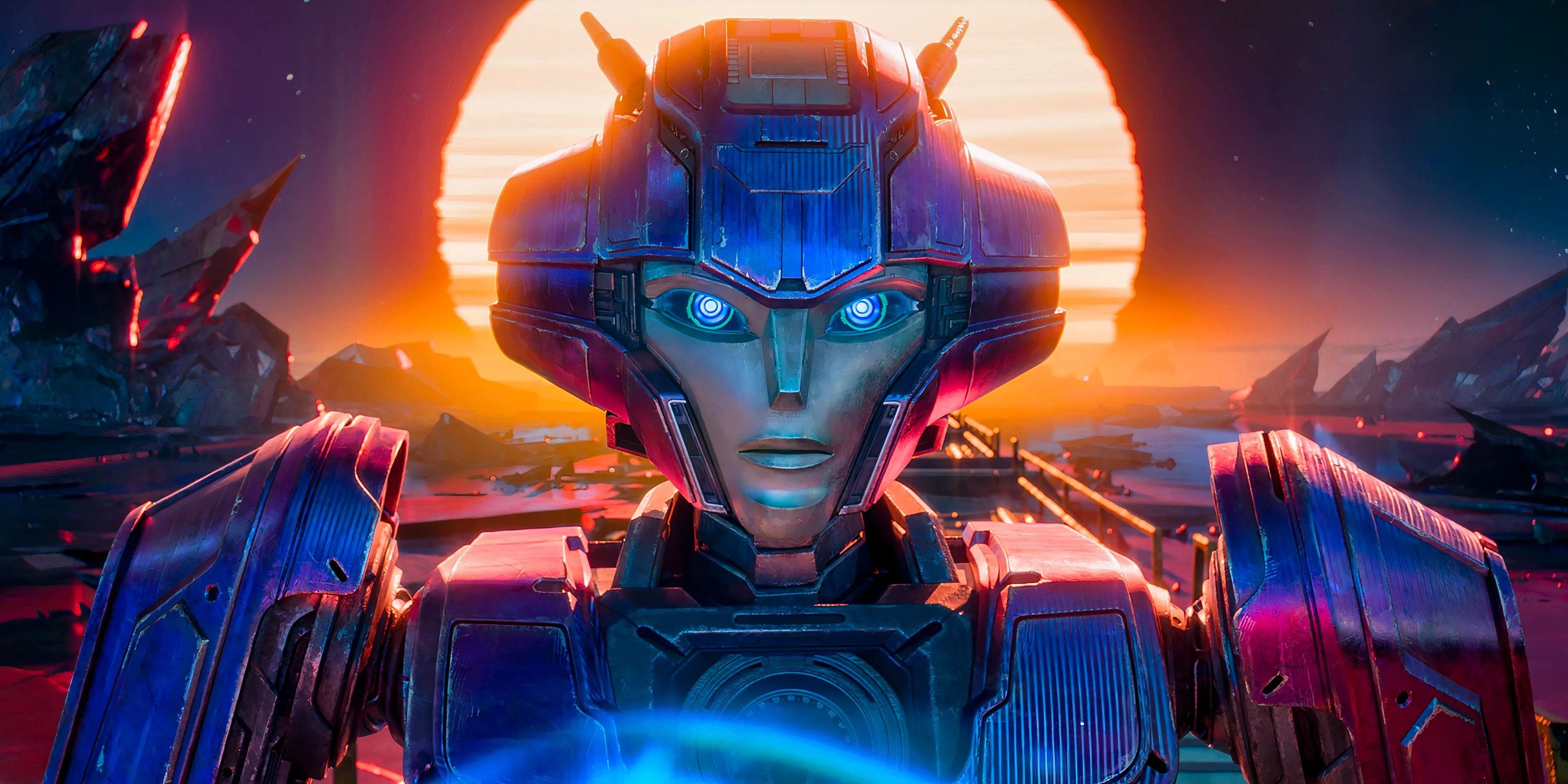 Elita's eyes glow in Transformers One Image