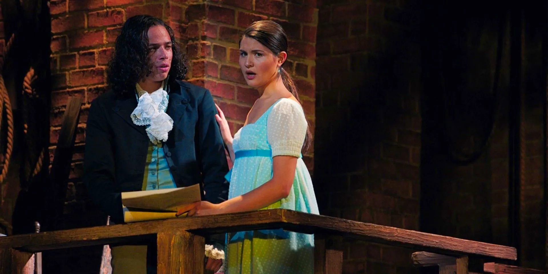 Eliza and Philip Hamilton on a balcony in Hamilton Image