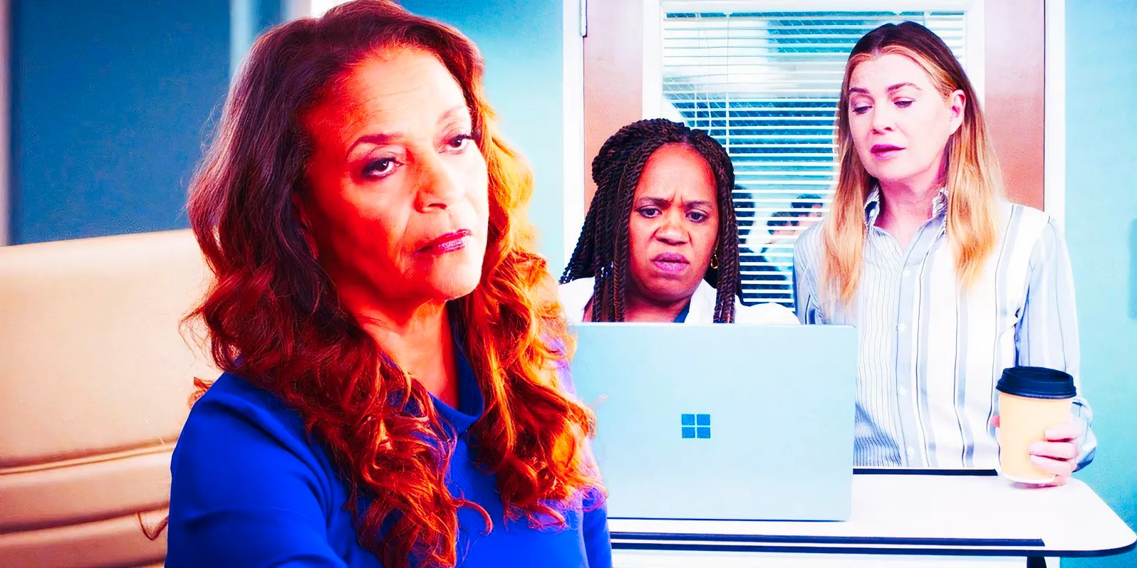 Ellen Pompeo as Meredith Grey, Chandra Wilson as Miranda Bailey and Debbie Allen as Catherine Fox in Grey's Anatomy season 21, episode 2-1 Image