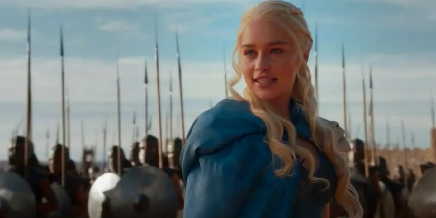 Emilia Clarke as Daenerys Targaryen saying Dracarys in Game of Thrones season 3 Image