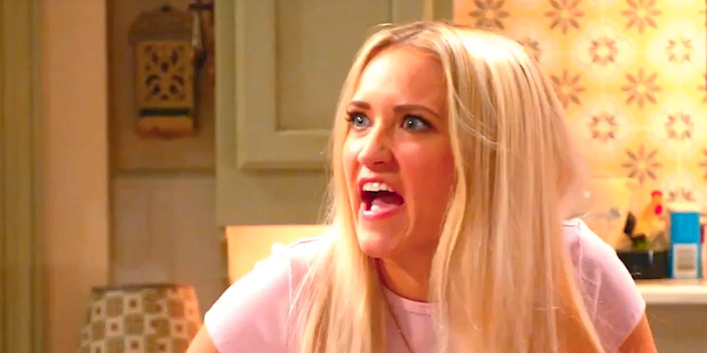 Emily Osment's Mandy yells in the kitchen from Georgie & Mandy's First Marriage trailer Image