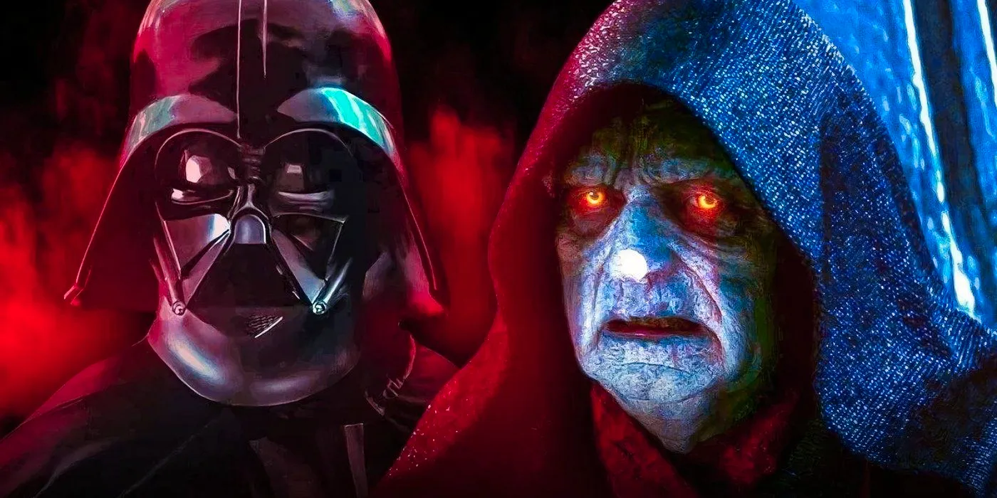 Emperor Palpatine and Darth Vader side-by-side. Image