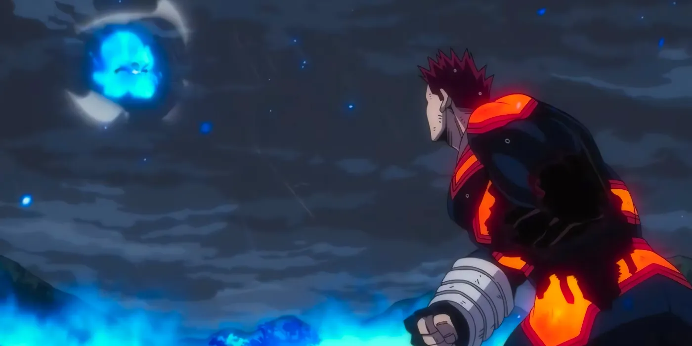 Endeavor looks at Toya preparing to defeat his son and prevent him from dying.  Image