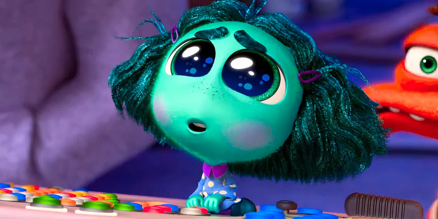 Envy Staring at the Screen with Big Eyes in Inside Out 2 Image