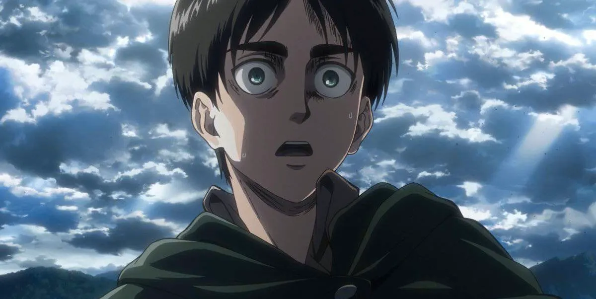 Eren Yeager looking shocked in Attack on Titan Image