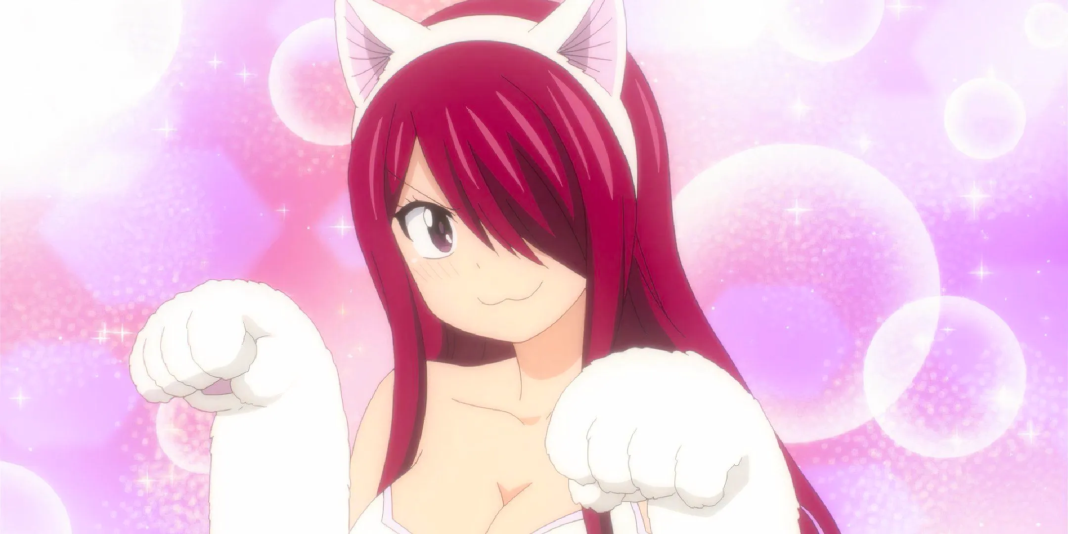 erza smiling dressed in a cat costume in fairy tail 100 years quest Image