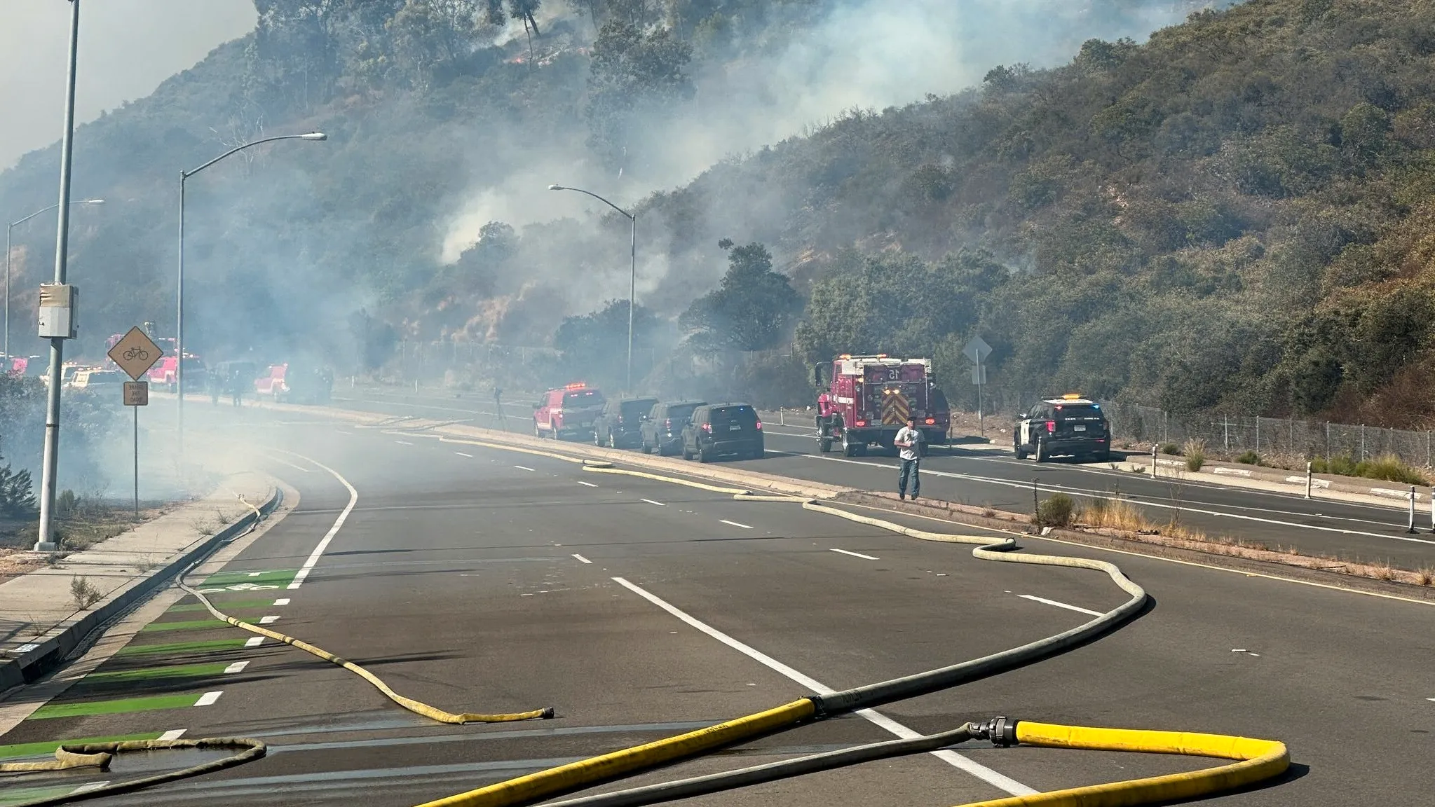 Evacuations ordered as 'growing' fire burns southwest of San Diego State campus Image