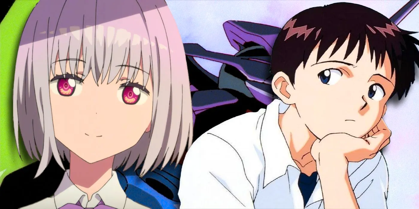 Evangelion and Gridman: Shinji Ikari and Akane Shinjo in front of Unit 01 Image