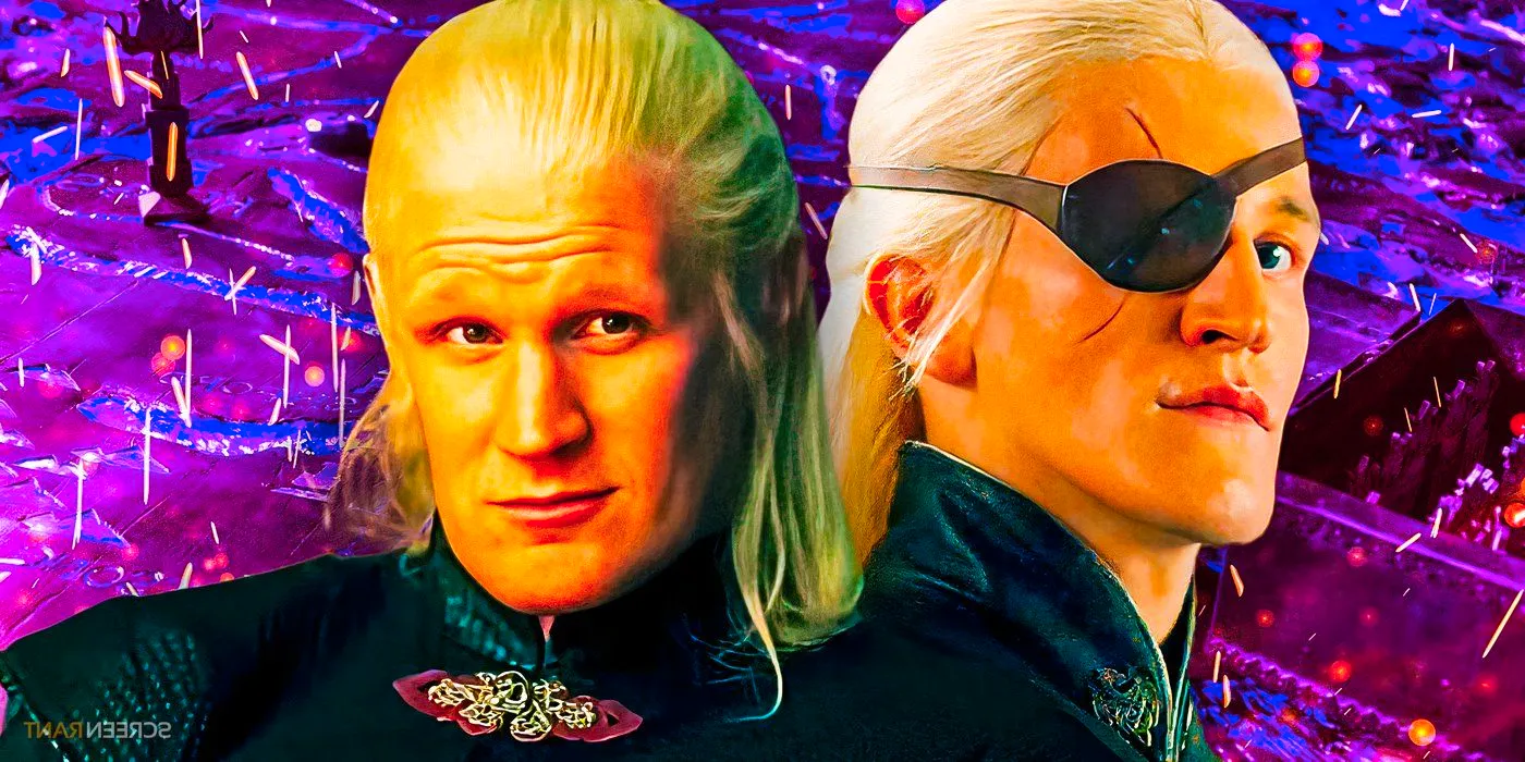 Ewan Mitchell as Prince Aemond Targaryen & Matt Smith as Prince Daemon Targaryen from House of the Dragon Image