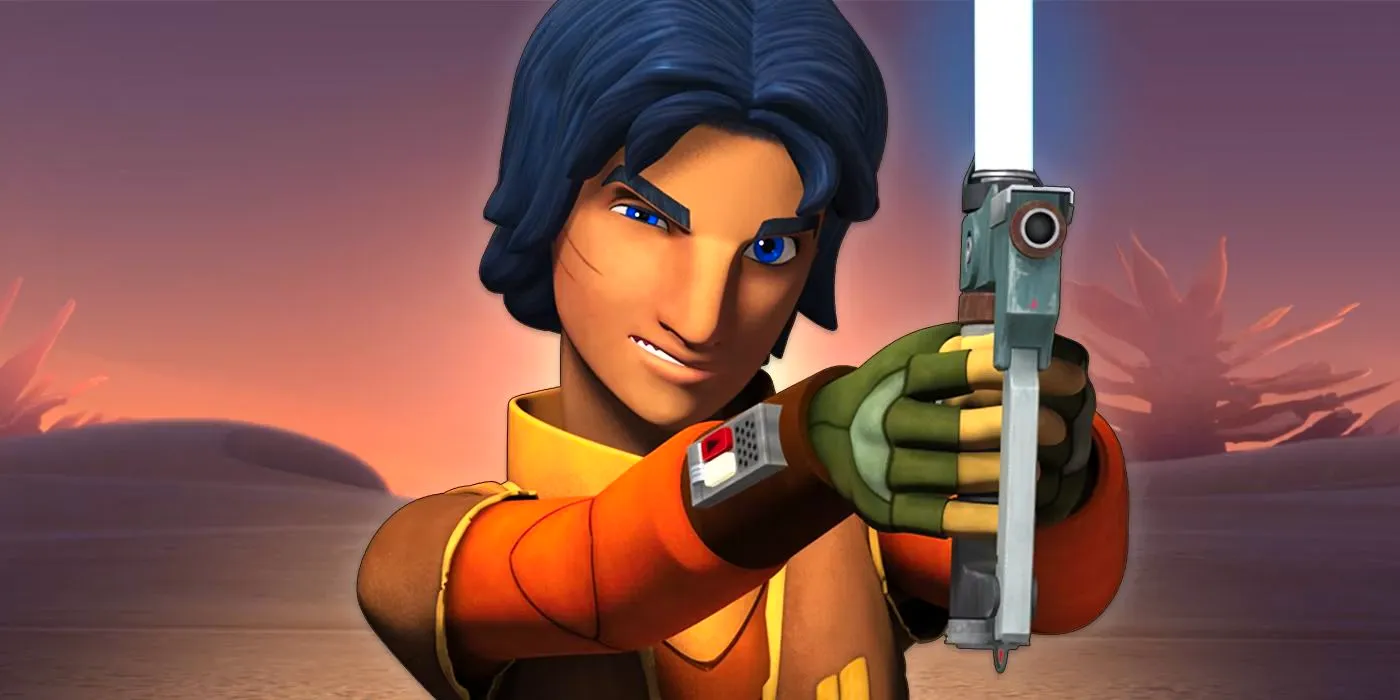 Ezra Bridger wielding his Lightsaber Blaster in Star Wars Rebels Image