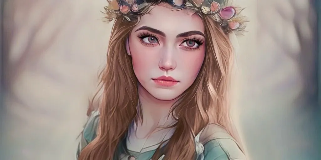 Fan art of Elain Archeron from ACOTAR wearing a flower crown Image