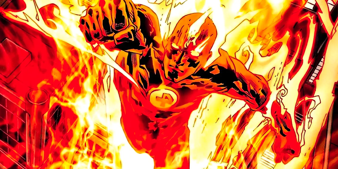 Fantastic Four's Human Torch flying through the sky. Image