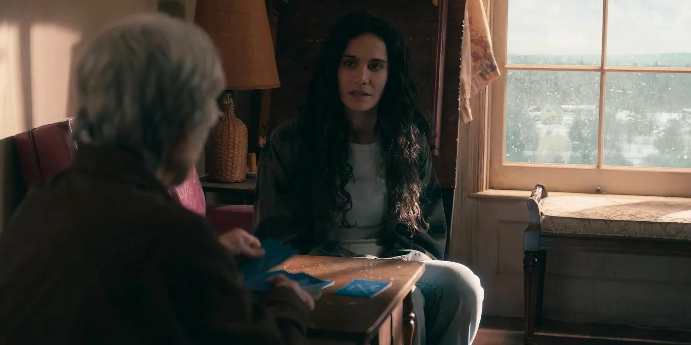 Fatima speaks to Tillie before the Tarot reading in From season 3, episode 3 Image