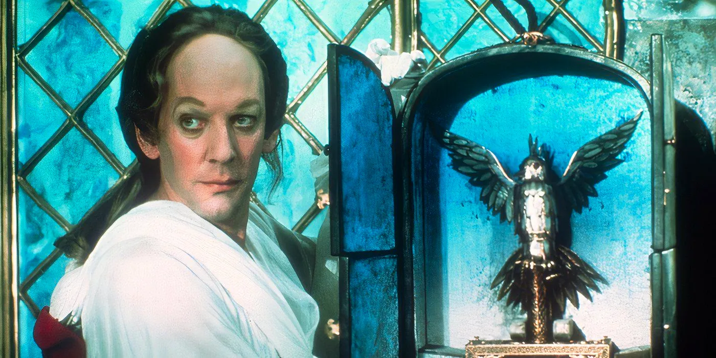 Fellini's Casanova (1976) Donald Sutherland Plays Giacomo Casanova with an unusual haircut and an ornate bird ornament Image