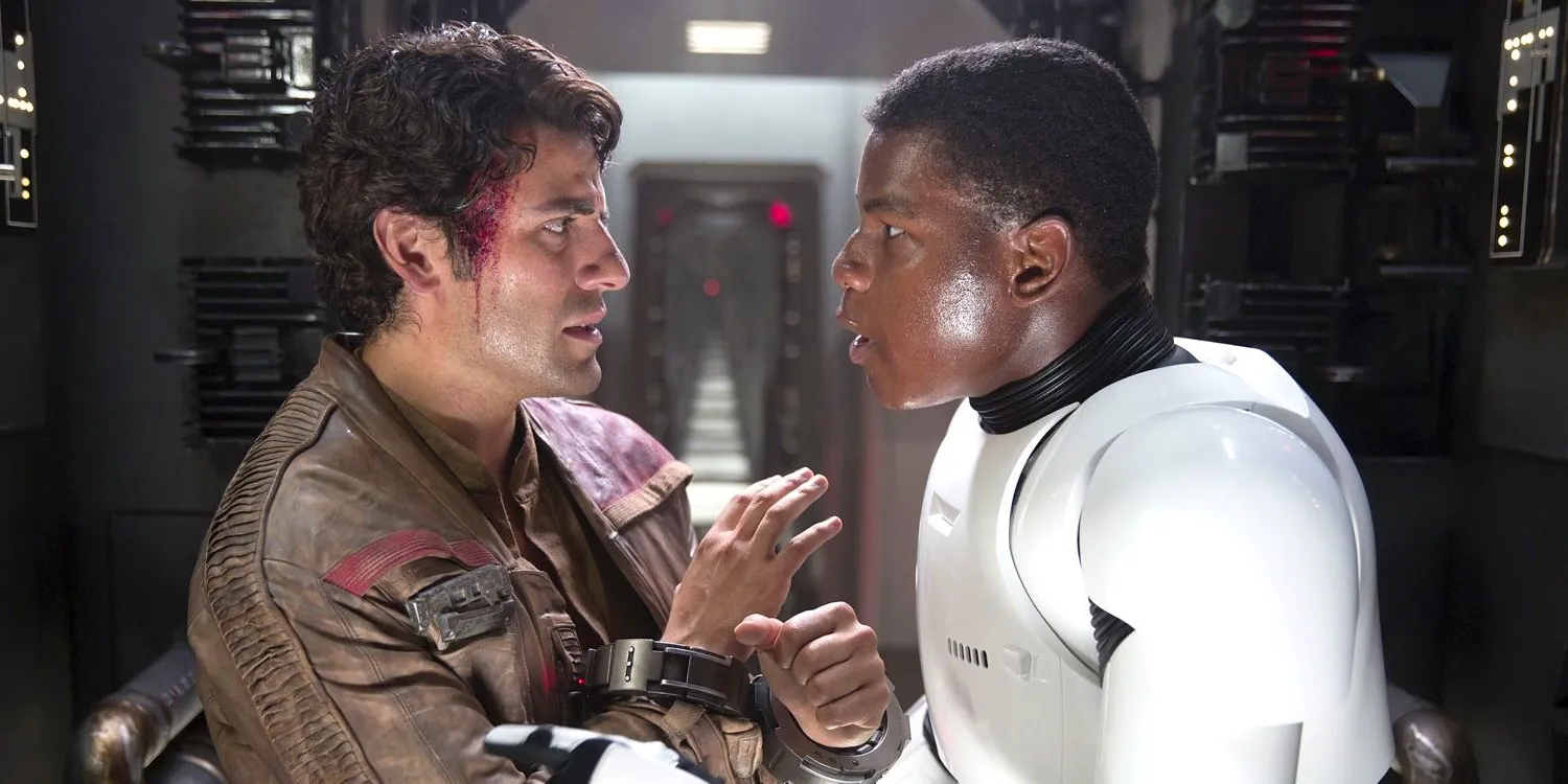 Finn and Poe Dameron in Star Wars The Force Awakens Image