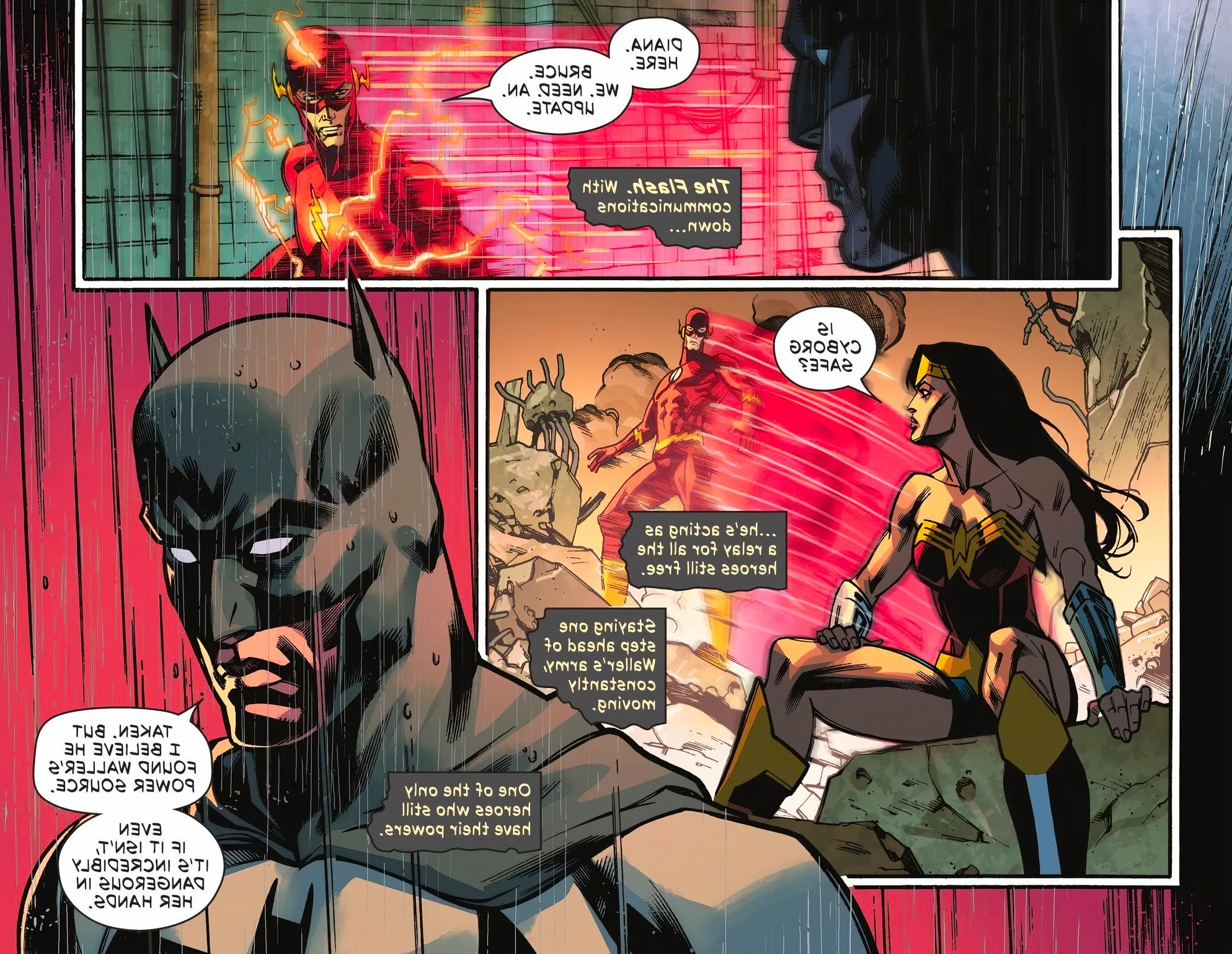 Flash Gives Batman a Message From Wonder Woman DC Image