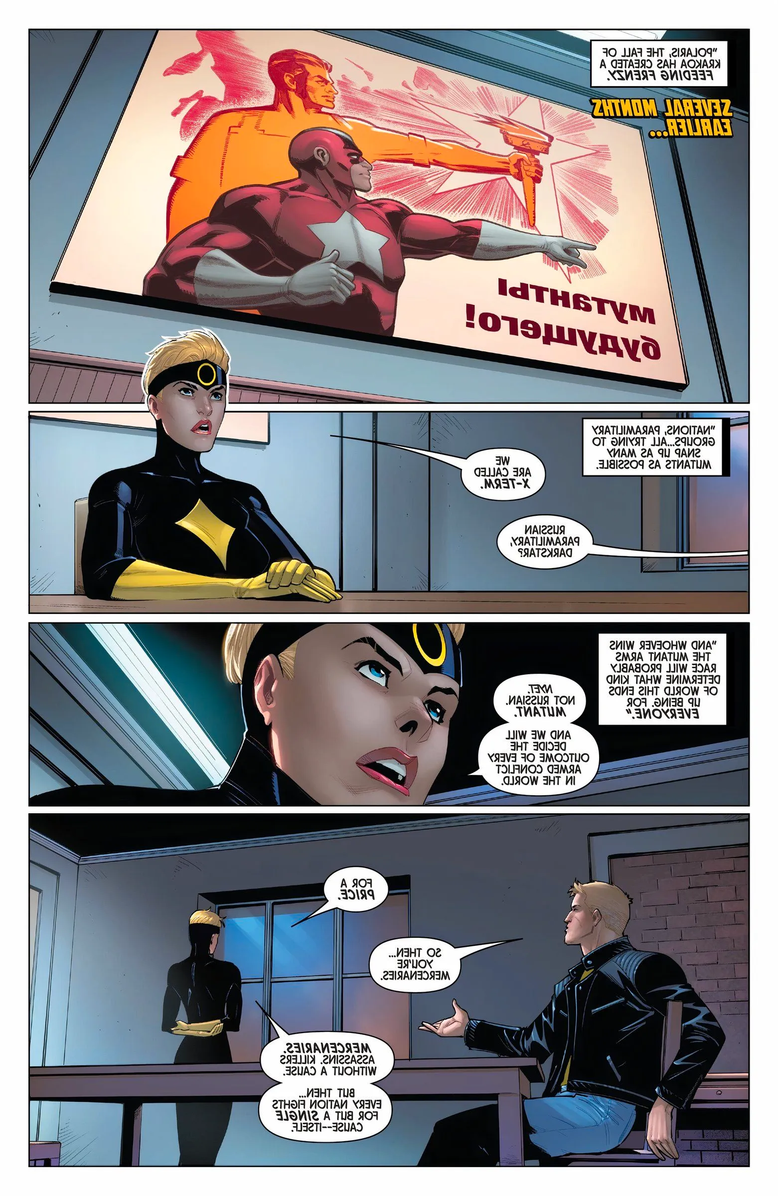 Four panels of Havok talking about a mutant arms race Image