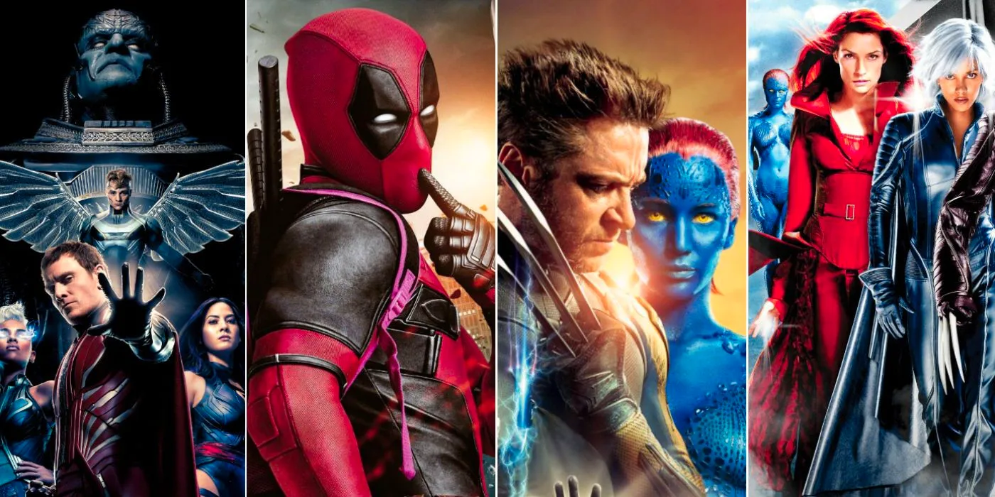 Fox's X-Men Movies side-by-side image, including Storm, Jean Grey, Mystique, Wolverine, Deadpool, Apocalypse, Magneto, and Angel Image