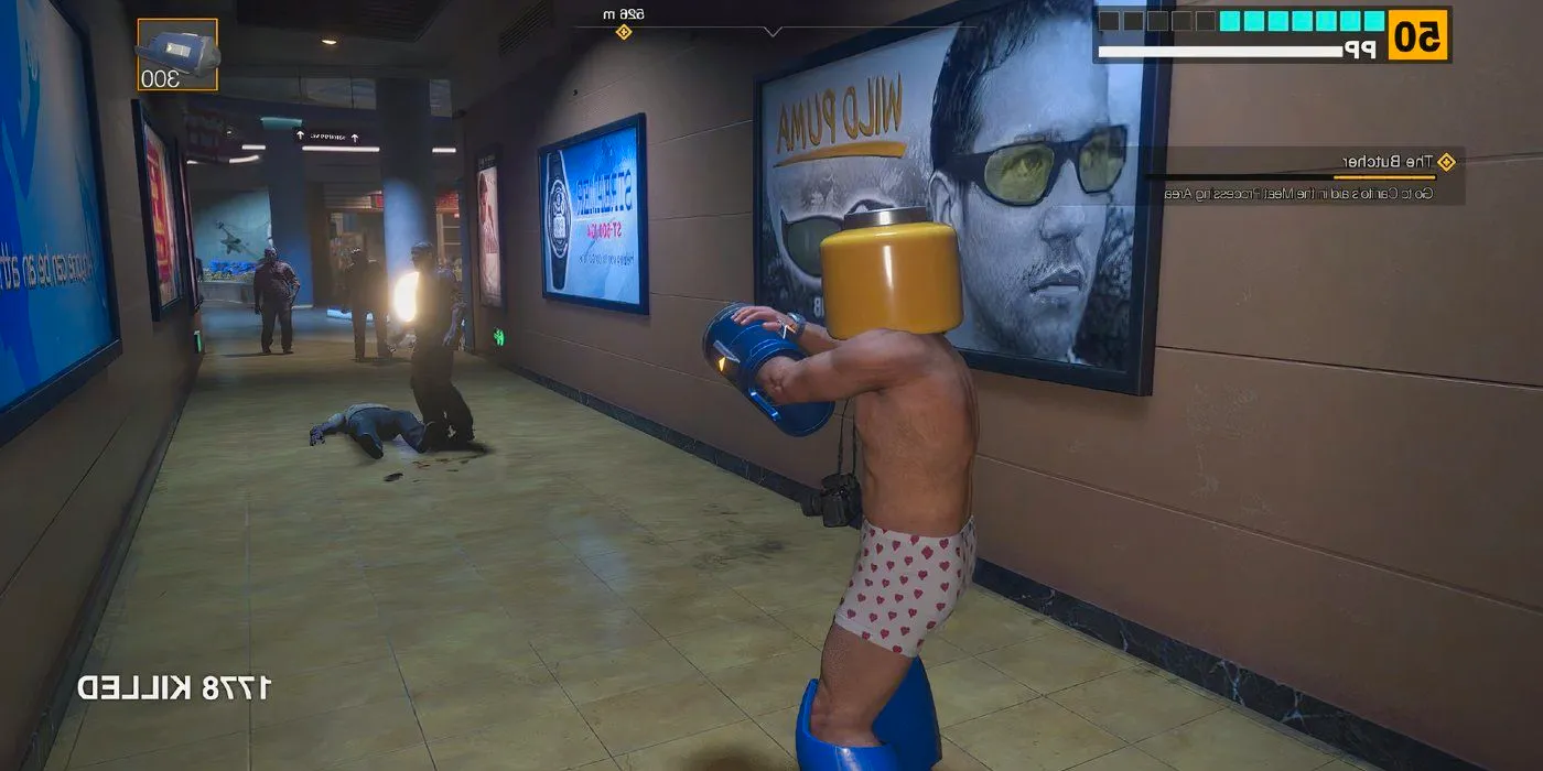 Frank West in Dead Rising Deluxe Remaster aiming the Real Mega Blaster at zombies Image