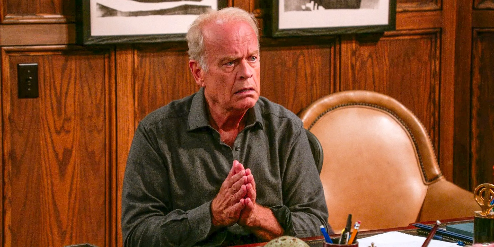 Frasier (Kelsey Grammer) worried about the possibility that Phoebe might be his daughter in Frasier (2023) Season 2 Episode 5 Image