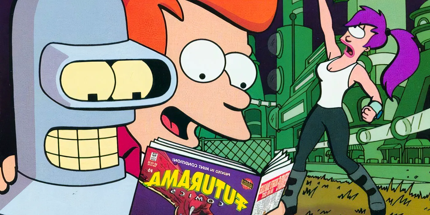 Fry, Leela, and Bender from Futurama.  Image