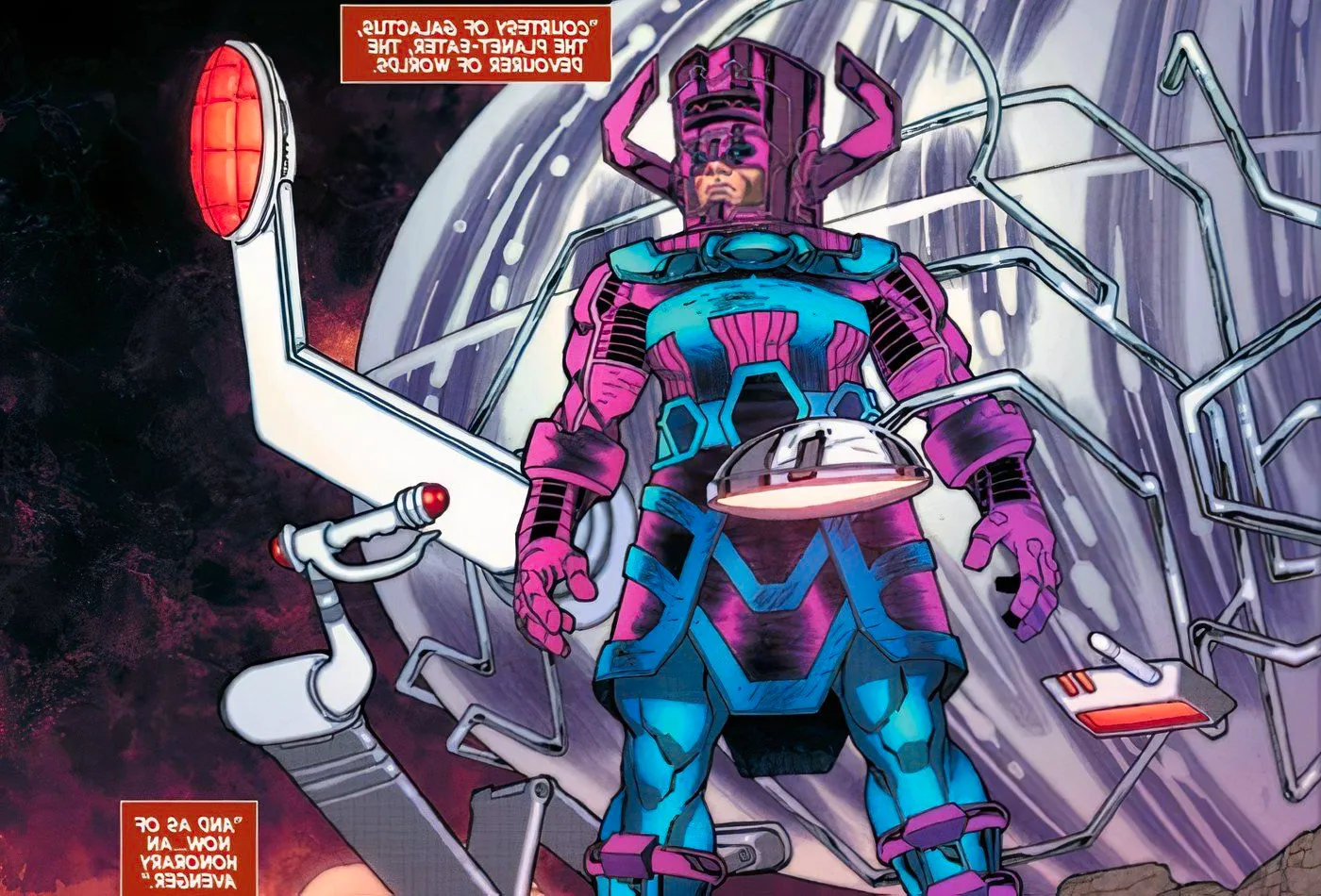 Galactus helping the Avengers battle Doom Supreme. Image