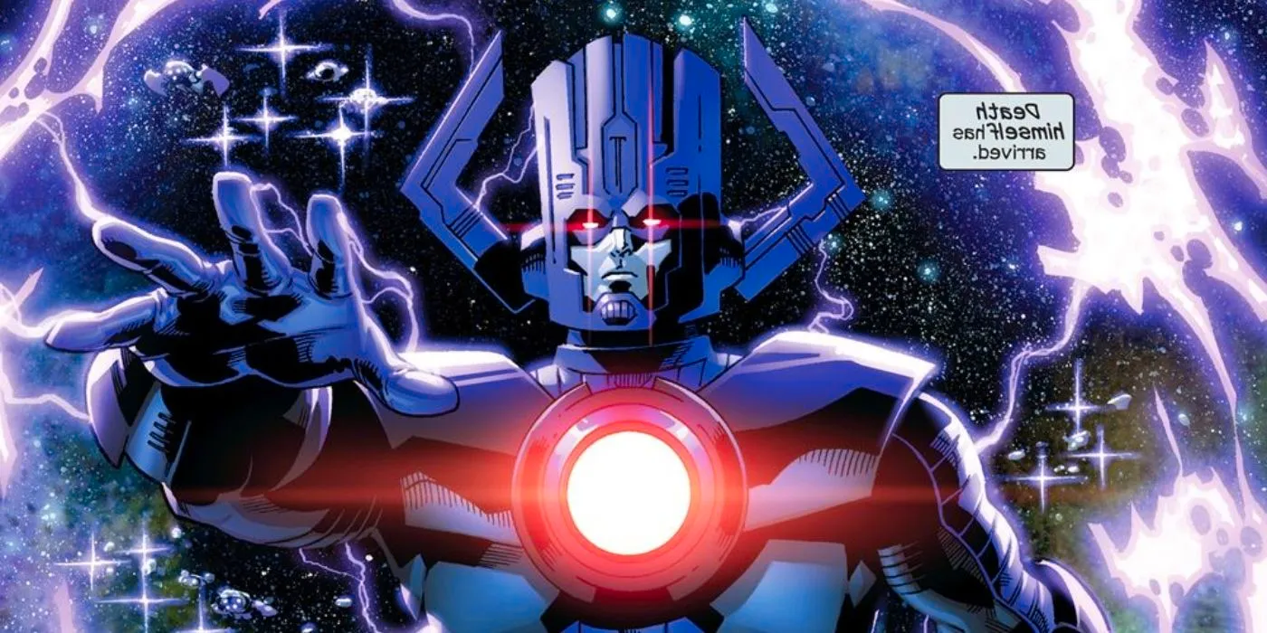 Galactus in an all-new robotic form entering the Ultimate Universe.  Image