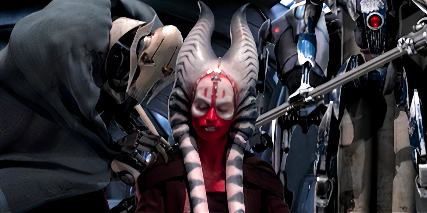 General Grievous prepares to kill Jedi Master Shaak Ti in a deleted scene from Star Wars: Episode III - Revenge of the Sith. Image