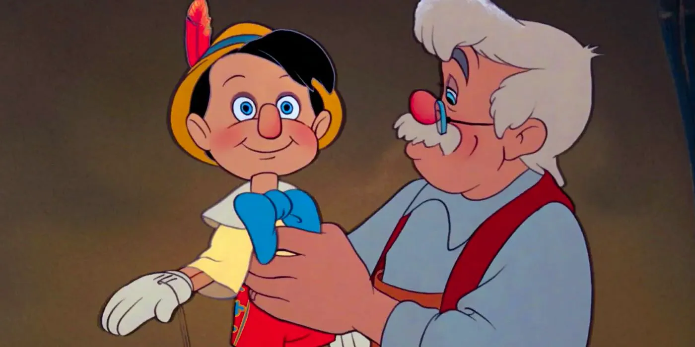 Geppetto Holding Pinocchio in Disney's Pinocchio Image