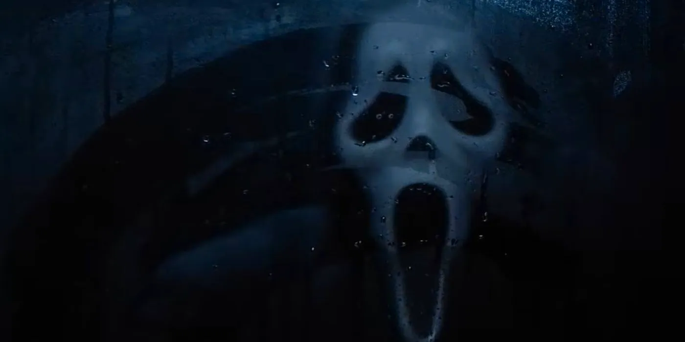 Ghostface looking through some foggy glass in Scream  Image