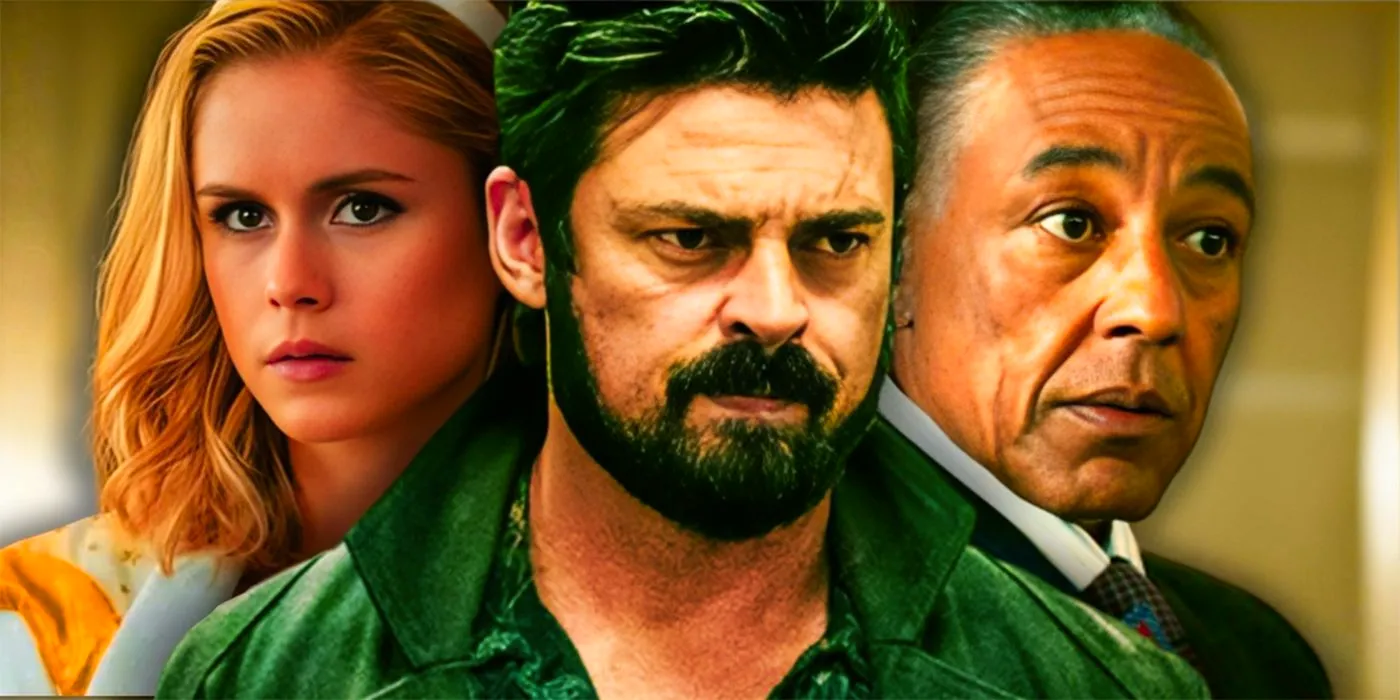 Giancarlo Esposito as Stan Edgar, Karl Urban as Billy Butcher, and Erin Moriarty in a The Boys Collage Image