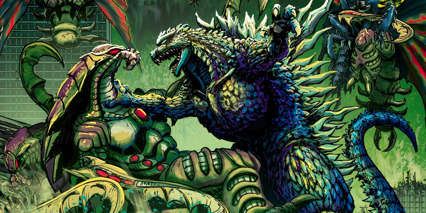 Godzilla fighting a Trilopod. Image