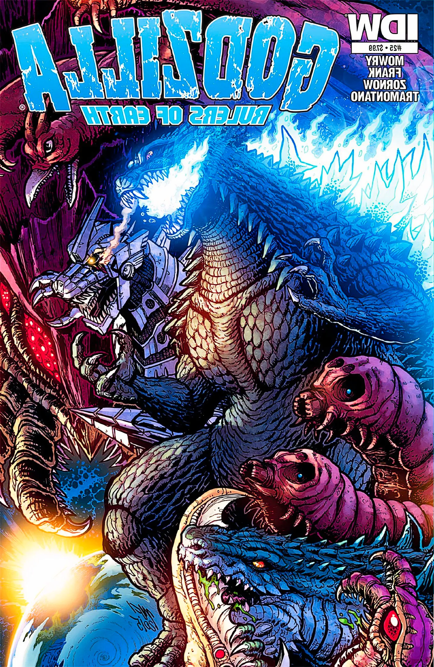 Godzilla Rulers of the Earth #25 main cover, Godzilla and the assembled Kaiju protectors of the Earth Image