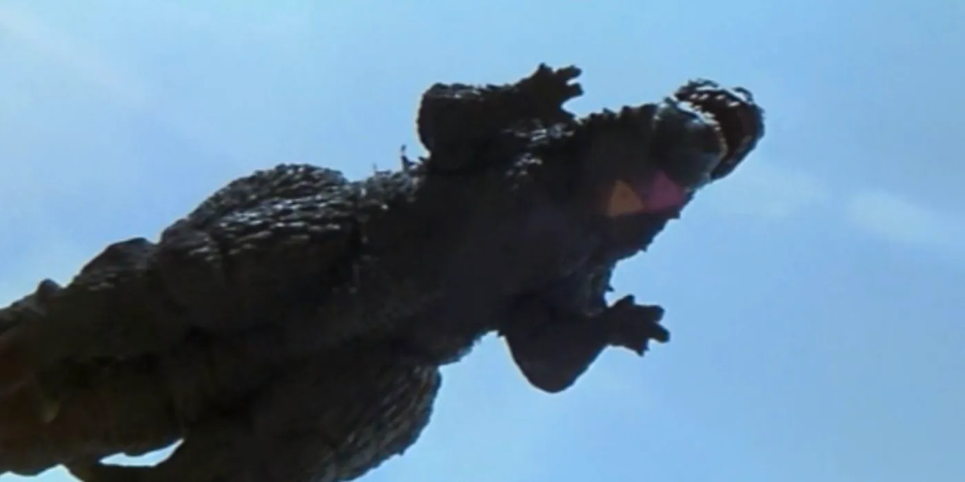 Godzilla's flying body slam on Megaguirus from Godzilla vs. Megaguirus Image