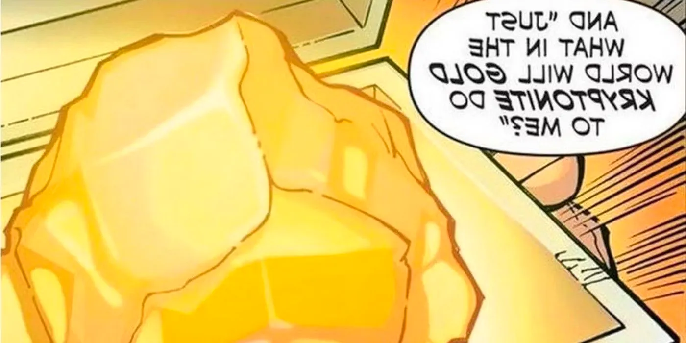 Gold Kryptonite in Comic Panel Image