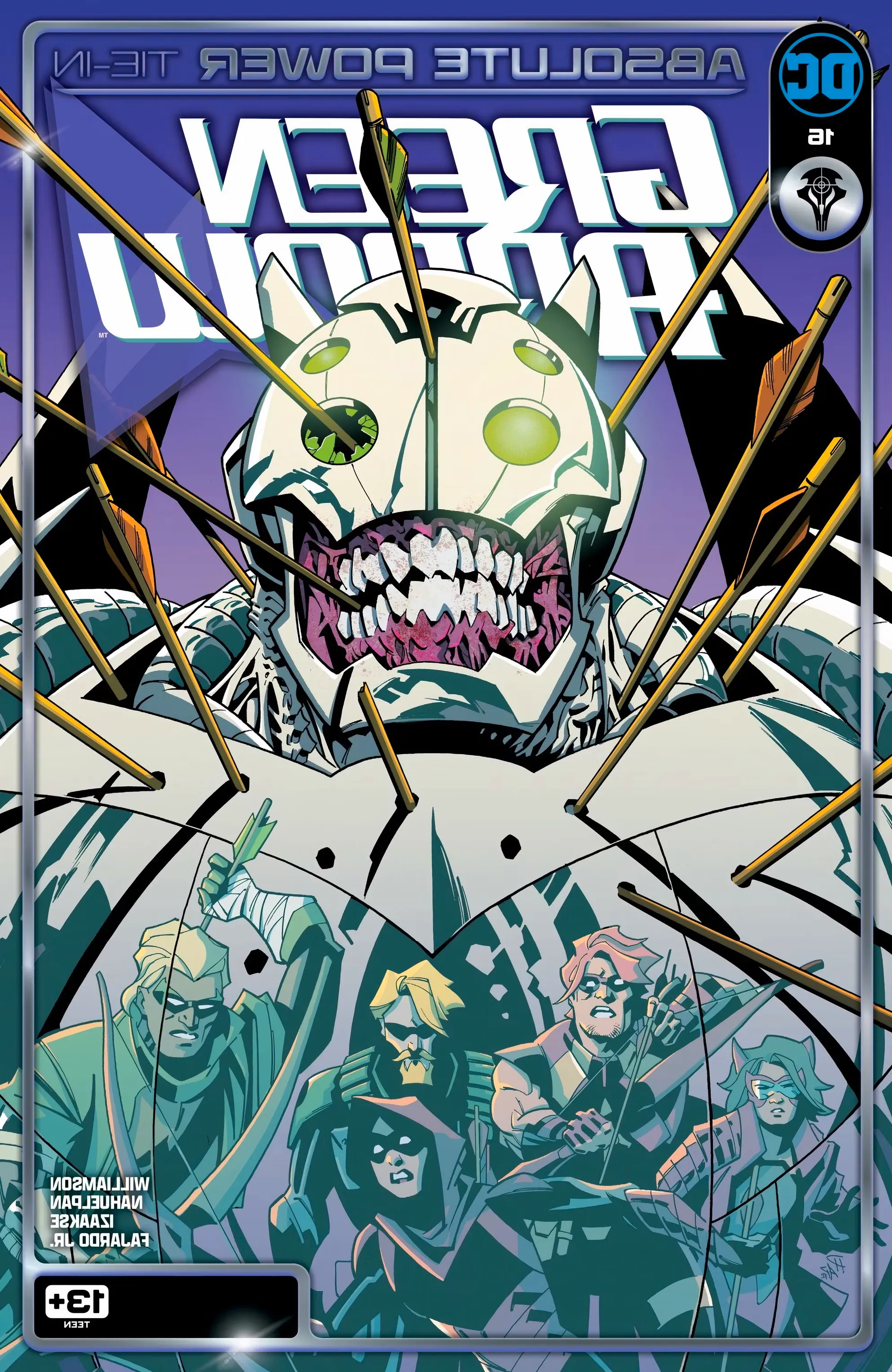 Green Arrow 16 Cover Bright Hit with Arrows from Team Arrow DC Image