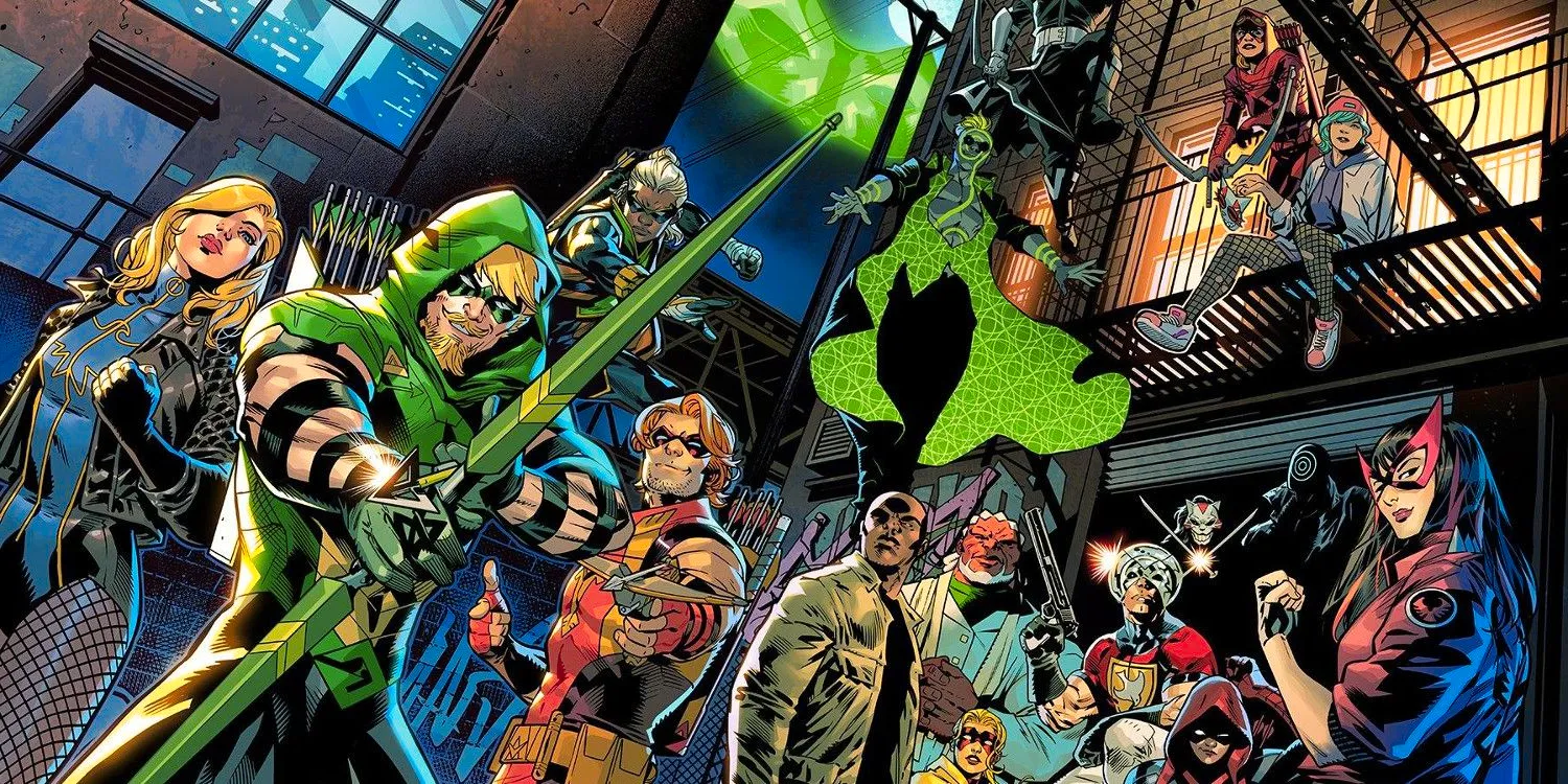 Green Arrow Family and Villains on Green Arrow #1 2023 Cover cropped Image