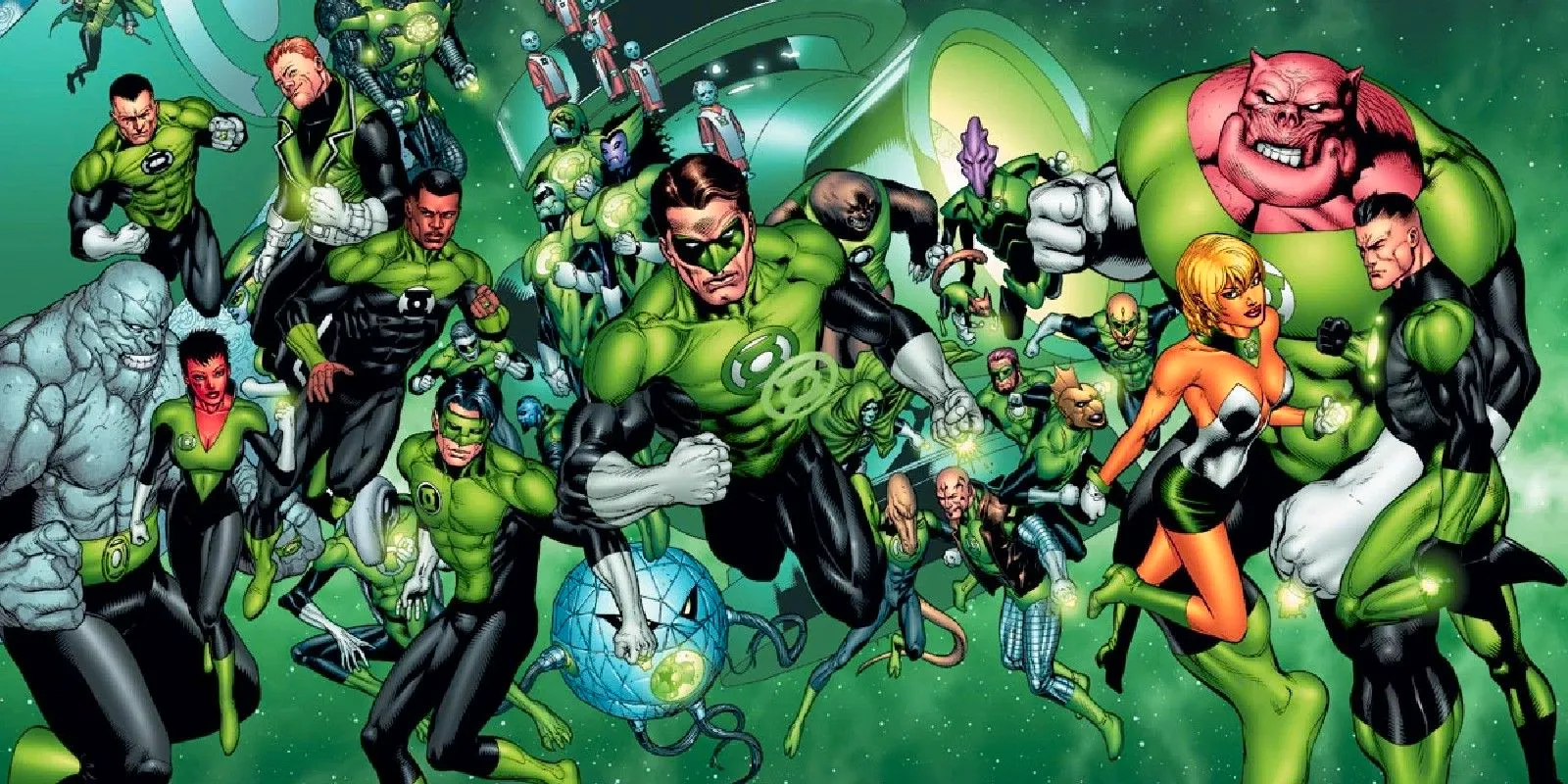 Green Lantern Corps with Hal Jordan at Center Image