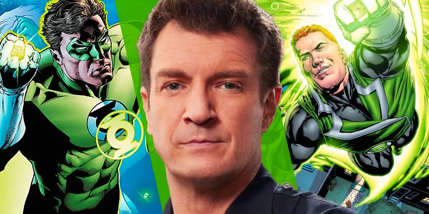 Green Lantern Guy Gardner over Hal Jordan (Nathan Fillion) Image