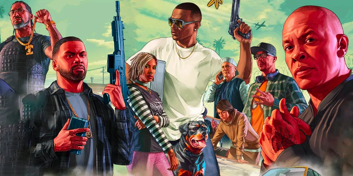 GTA Online Art with Many Characters Both from the Story Missions and Individual Customization Art Image