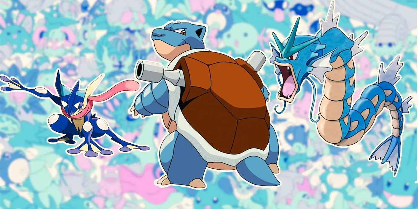 Gyarados, Greninja, and Blastiose from Pokemon. Image