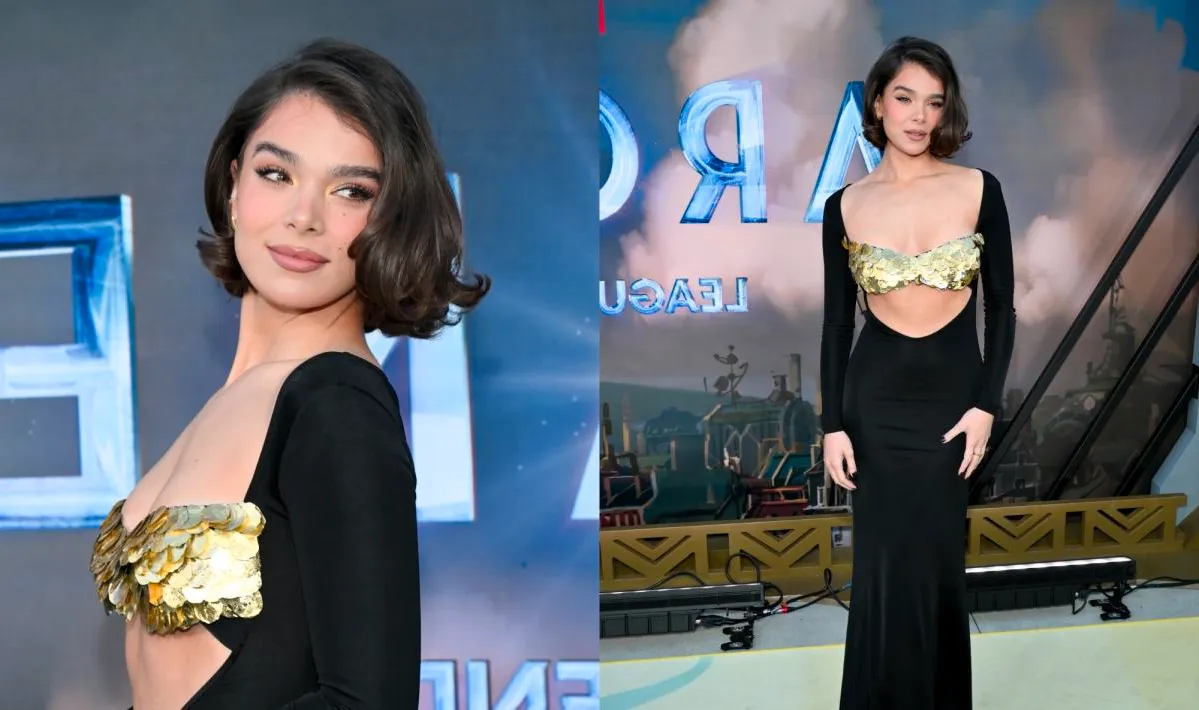 Hailee Steinfeld Plunges Into the Peekaboo Bra Trend in Gold-sequined New Arrivals by İLkyaz Özel Dress at the ‘Arcane’ Season Two Premiere Image