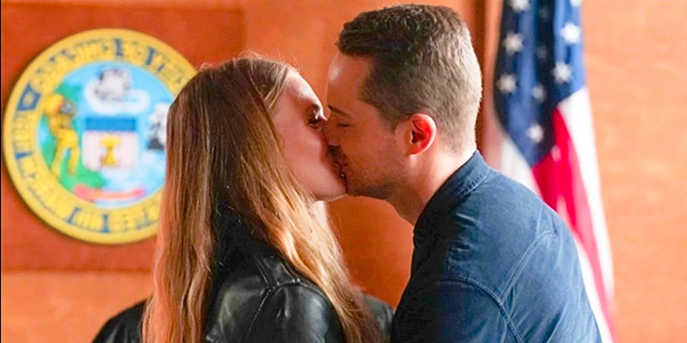 Hailey Upton and Jay Halstead share a kiss in Chicago PD Image