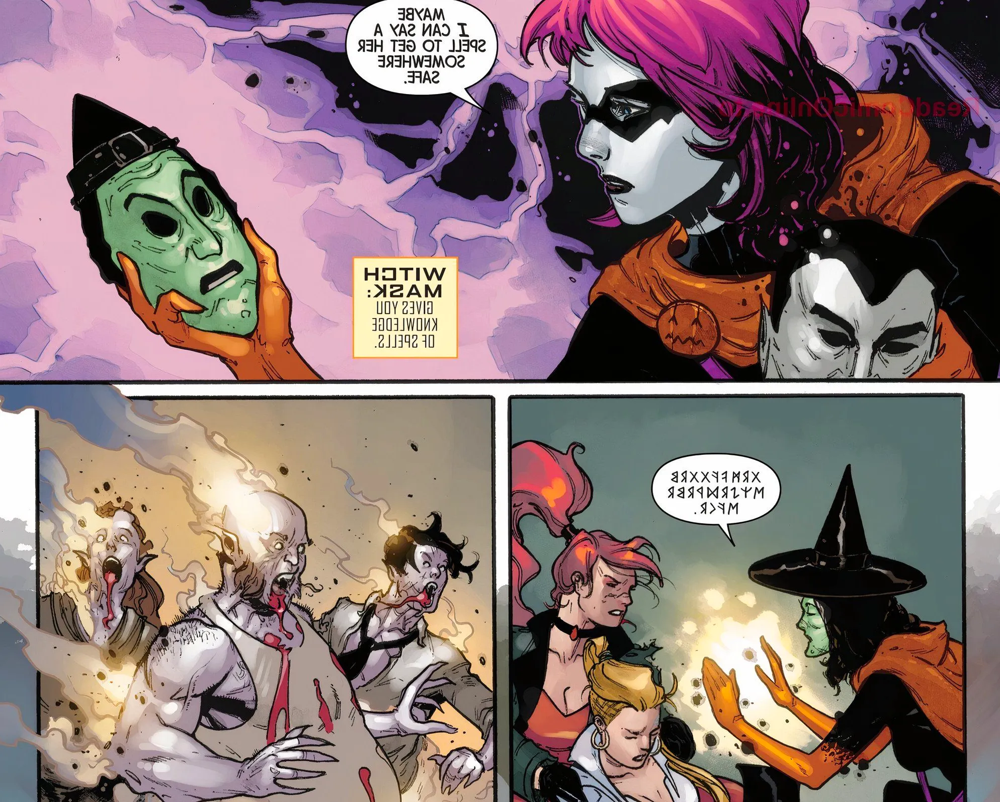 Hallows' Eve uses the Witch Mask to teleport her allies to safety. Image