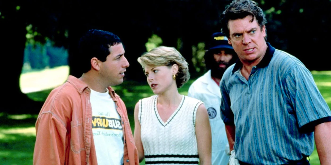 Happy Gilmore, Virginia, and Shooter McGavin standing together in Happy Gilmore Image