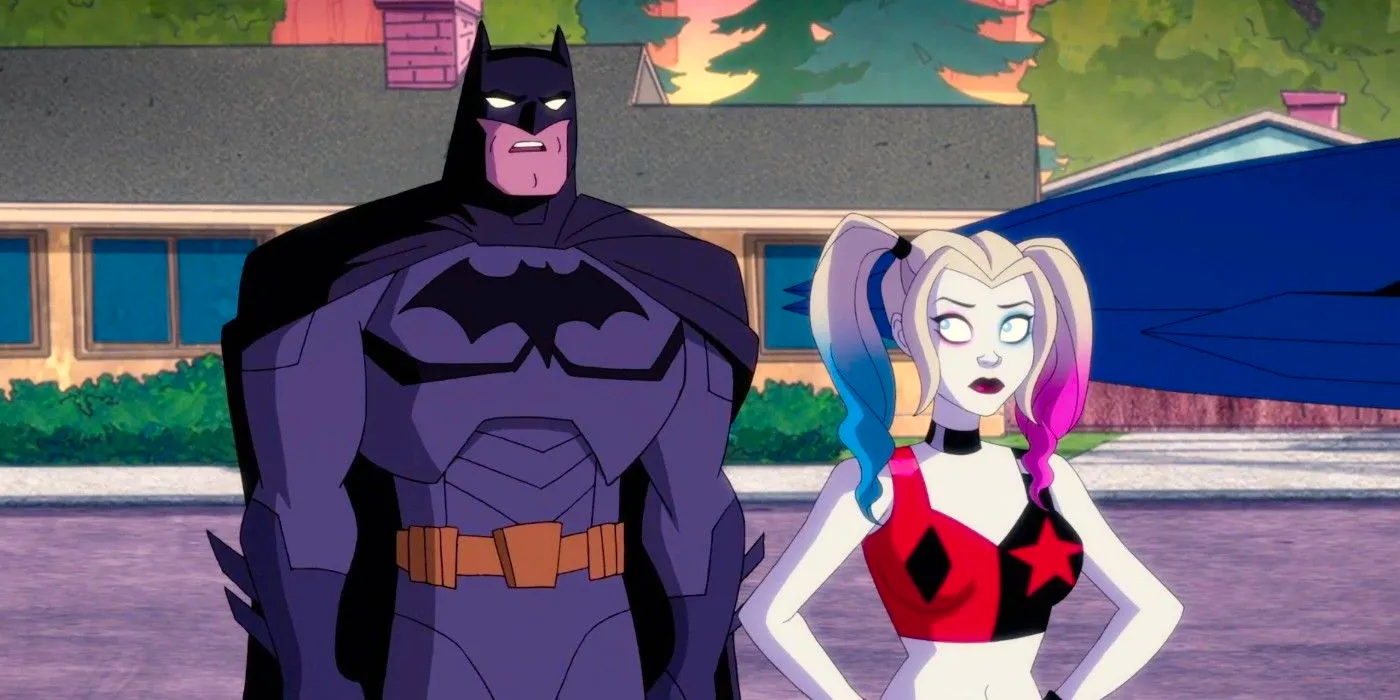 Harley and Batman talking in the Harley Quinn TV show Image