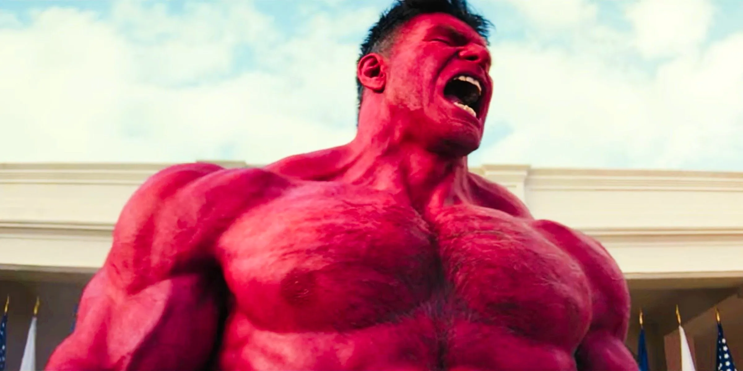 Harrison Ford As Red Hulk Toward The End Of His Transformation Yelling In Front Of The White House In Captain America Brave New World Image