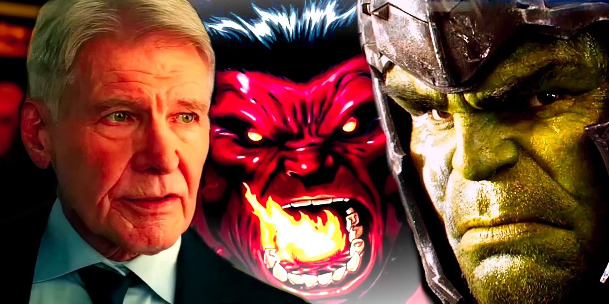 Harrison Ford's President Ross in Captain America Brave New World next to Gladiator Hulk and Red Hulk Image