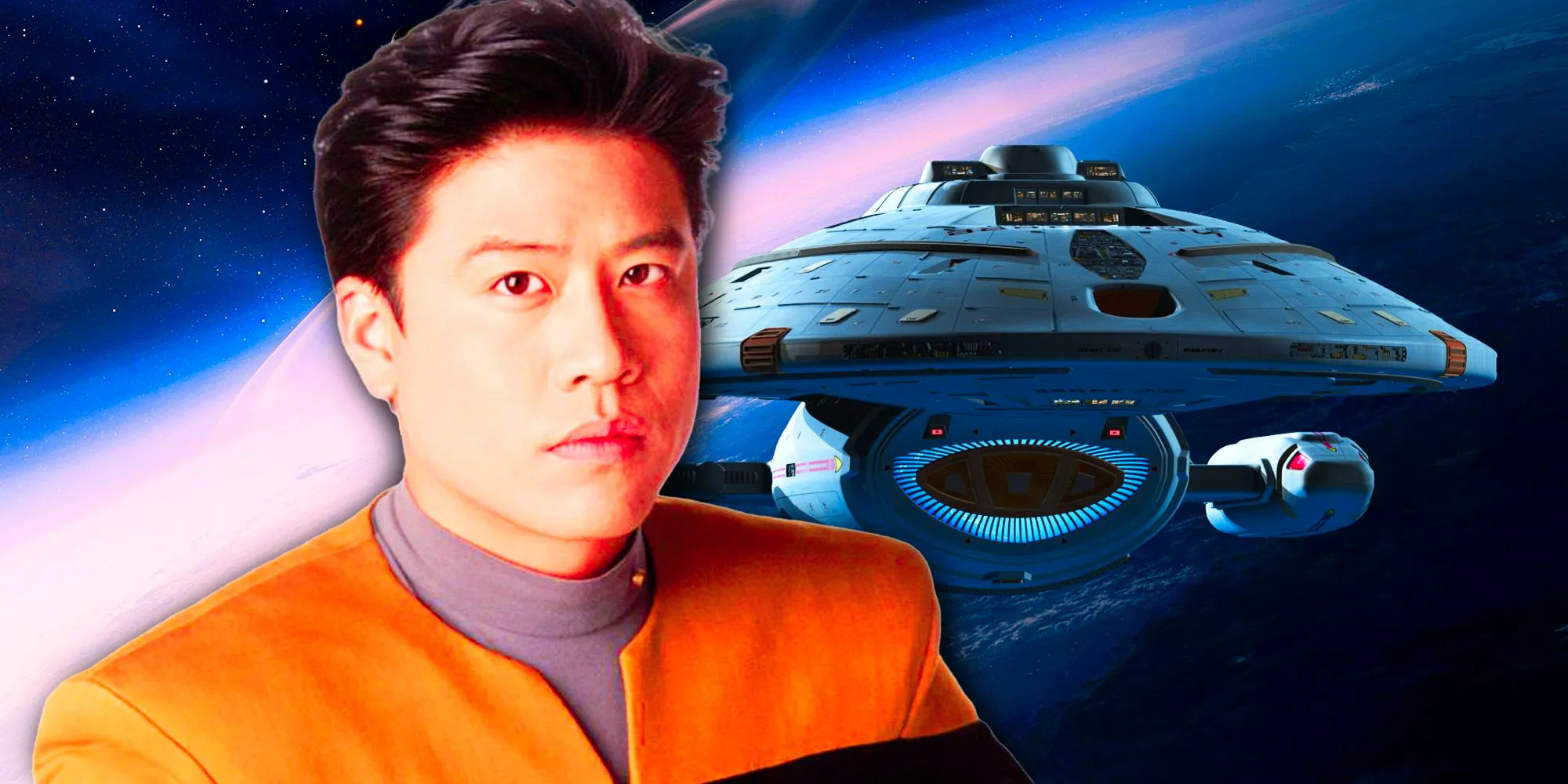 Harry Kim from Star Trek Voyager and the USS Voyager. Image