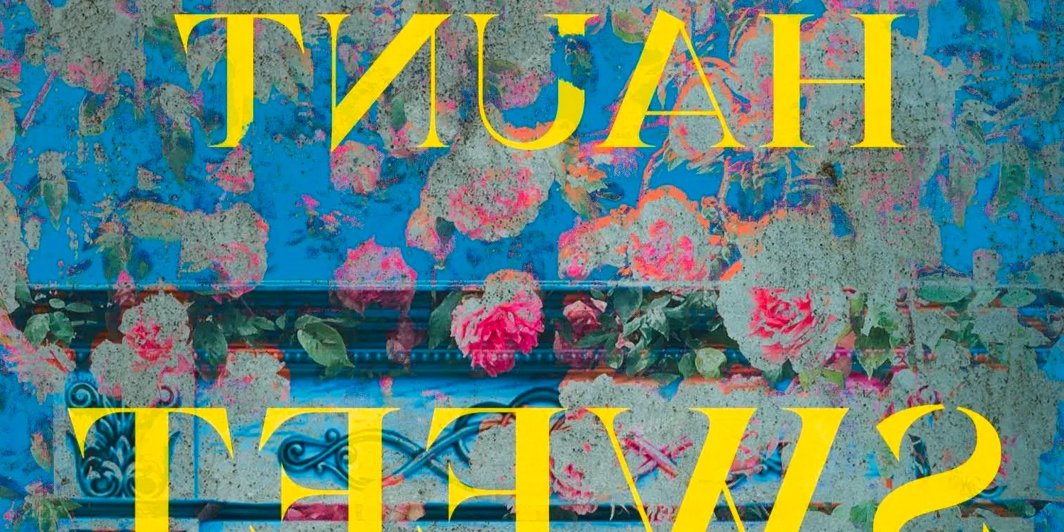 Haunt Sweet Home cover featuring the title text in yellow and blue flowery wallpaper as the background Image